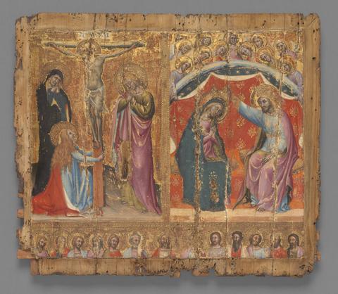 Simone di Filippo (Simone dei Crocifissi), The Crucifixion; The Coronation of the Virgin; Christ between the Twelve Apostles, ca. 1385–90