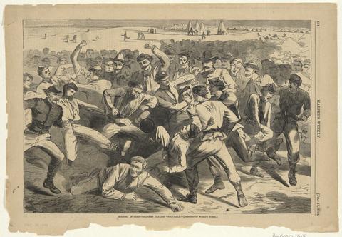 Winslow Homer, Holiday in Camp -- Soldiers Playing "Foot-Ball", from Harper's Weekly, July 15, 1865, 1865