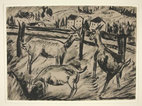 Dora Bromberger, Goats and Landscape, ca. 1920–1929