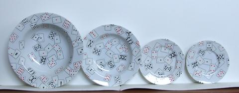 Donald Sultan, Four-piece place setting, "Game Set Cards" pattern, 1992