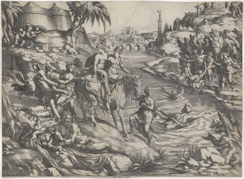 Pierre Milan, Clelia Escaping from the Camp of Porsenna, 1553