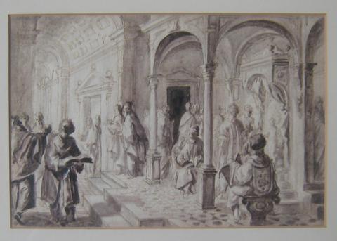 Unknown, Figures conversing under an archway, 17th century