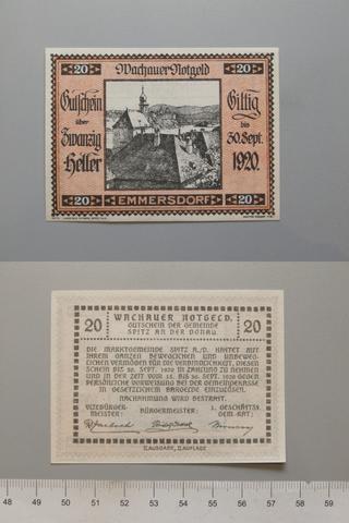 Wachauer, 20 Heller from Wachauer, Austria, Notgeld, 1920