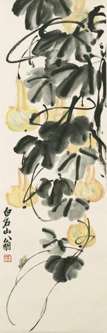 Qi Baishi, Yellow Melon and Black Leaves, 20th century