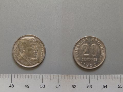 Republic of Argentina, 20 Centavos from Argentina, 1952
