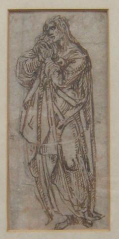 Unknown, A figure in extensive drapery with clasped hands, 17th century