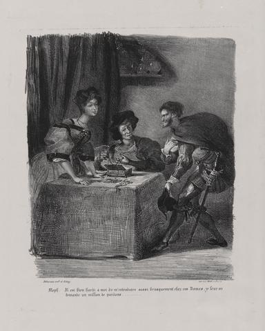 Eugène Delacroix, Méphistophélès se présente chez Marthe (Mephistopheles Presents Himself in Marthe's Home), from Johann Wolfgang von Goethe's Faust, 1827, published 1828