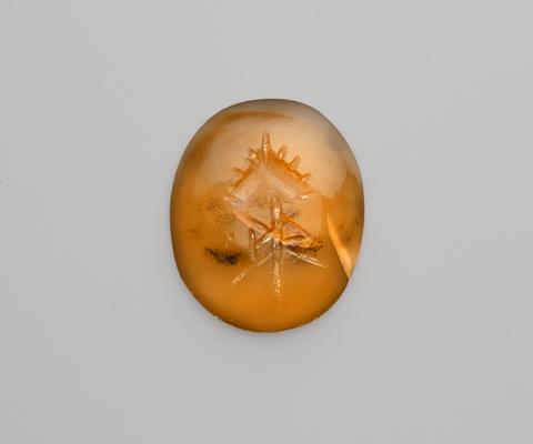 Carved Intaglio Gemstone with Thyrsos tied with Fillet, 1st–3rd century A.D.