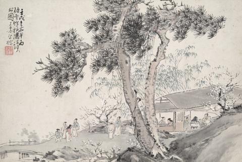 Bao Dong, Reading at the Secluded Pine Studio (Song yin an), 19th century