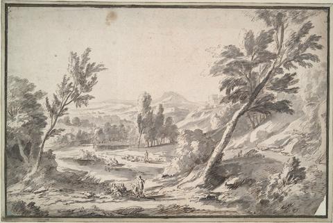 Abraham Genoels II, Arcadian Landscape with Figures Resting, 17th century