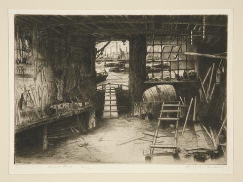 Alexander Hare McLintock, Limehouse, Boatshed, 1940