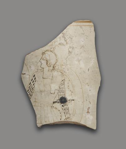 Inscription Painter, White ground black-figure lekythos fragment with Amazon, ca. 460–450 B.C.
