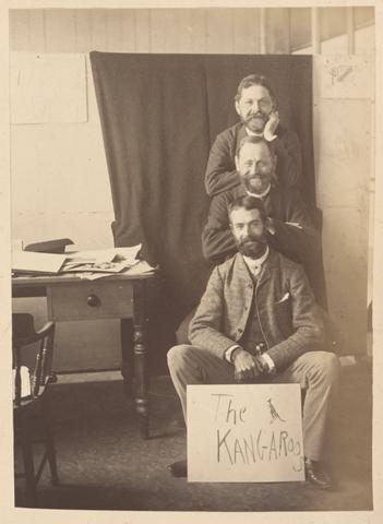Arthur K. Syer, The Kangaroos (unidentified man, Frederick B. Schell, and probably William Fitler), from the album [Sydney, Australia], ca. 1880s