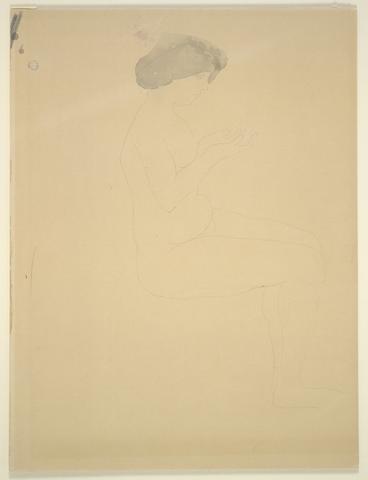 Auguste Rodin, Study of nude (outline profile of seated nude), n.d.