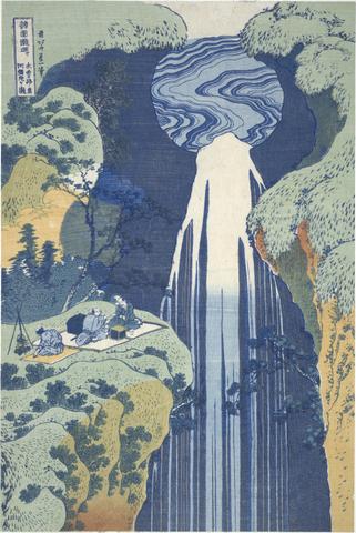 Katsushika Hokusai, Amida Waterfall Deep in the Distance on the Kiso Road, from the series Tour of Waterfalls in Various Provinces, ca. 1834–35