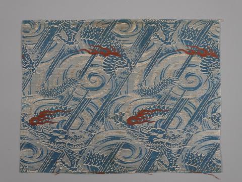 Unknown, Textile Fragment with Squid in Swirling Waters, 1615–1868