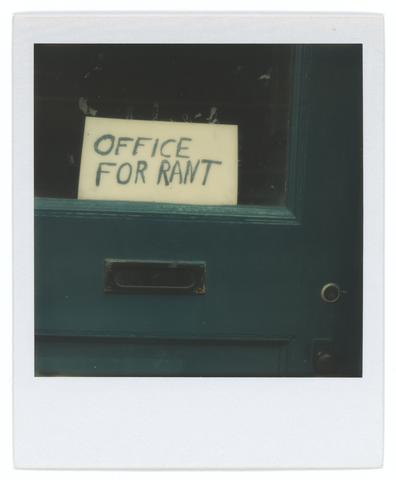 Walker Evans, Untitled [Sign in Door: "Office for Rant"], 1974, 05/30