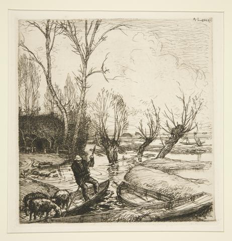 Auguste Lepère, Au marais inonde - Le berger (The Flooded Marais - The Shepherd), 1911