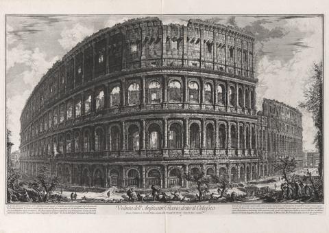 Giovanni Battista Piranesi, Veduta dell'Anfiteatro Favio, detto il Colosseo (View of the Flavian Amphitheater, called the Colosseum), from Vedute di Roma (Views of Rome), 1757