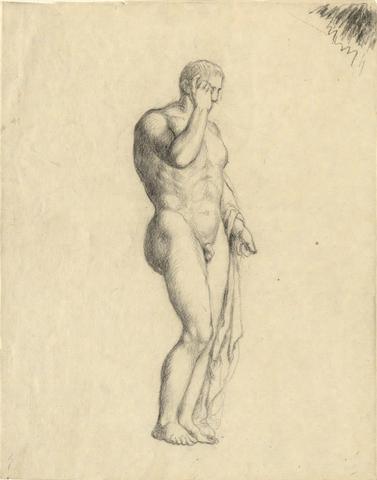 John Trumbull, Nude Male Figure (classical) showing right side (same figure as 1938.280), n.d.