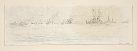 Louis Orr, Ports of America: Hampton Roads: Detail: Fleet in Background, 1920s