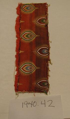 Unknown, Textile Fragment with a Peacock Feather Design, Probably late 17 century