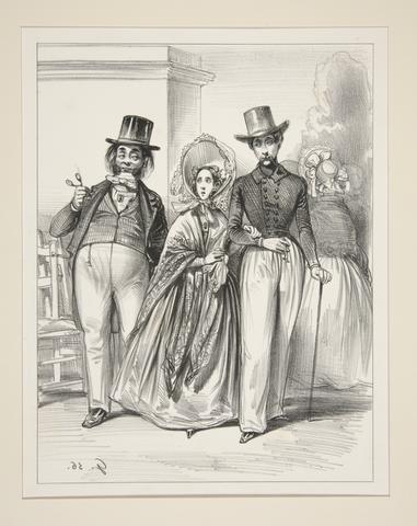 Paul Gavarni, LA LECON AU MARI. Charles! Charles!! ne lorgnez donc pas ainsi toutes les femmes!... c'est indecent!, 1837