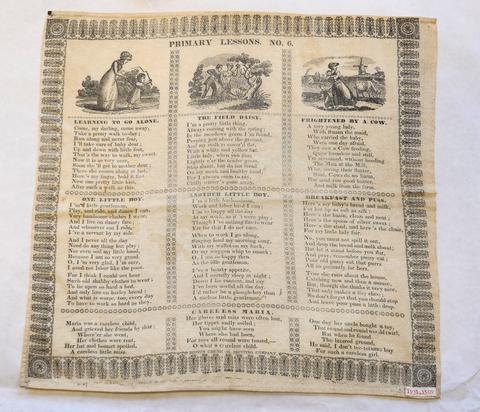 Boston Chemical Printing Company, Printed cotton handkerchief, "Primary Lessons No. 6", ca. 1840
