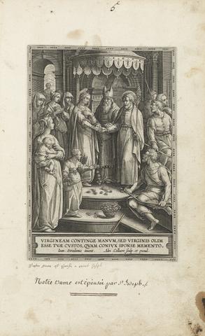 Adriaen Collaert, The Marriage of the Virgin, pl. 4 from the series Beatae intactae semper Virginis Mariae Vita (The Life of the Virgin), ca. 1589