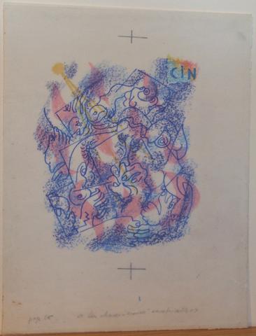 André Masson, Study for lithograph “un chasse-croise inextricable” in Une étoile de craie by Patrick Waldberg, 1973