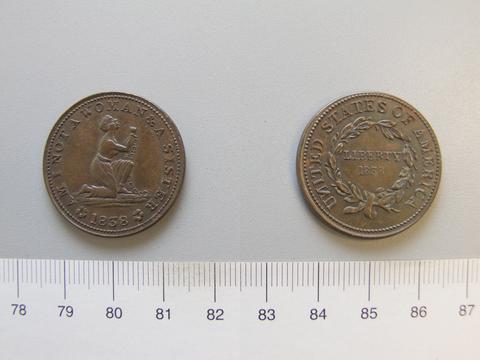 Gibbs, Gardner and Company, "Am I Not A Woman & A Sister" Anti-Slavery Hard Times Token, 1838