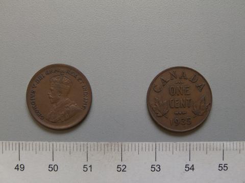 George V, King of Great Britain, 1 Cent from Ottawa with George V, King of Great Britain, 1935
