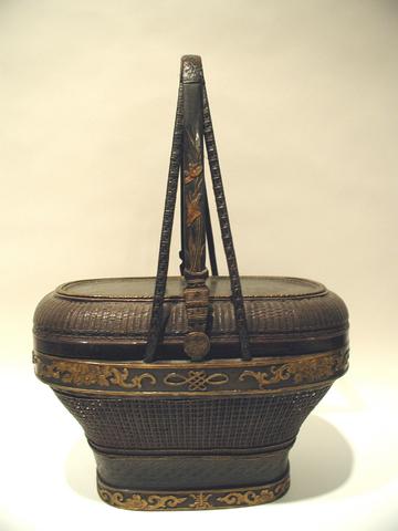 Unknown, Lacquered basket with upright handles and lid