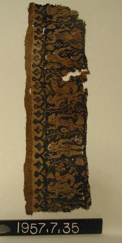 Unknown, Strip of textile in blue/purple and white with Dionysian figures, 3rd–4th century A.D.