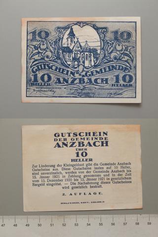 Anzbach, 10 Heller from Anzbach, Notgeld, 1920