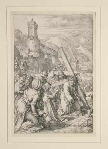 Hendrick Goltzius, Christ Carrying the Cross, plate 9 from the series The Passion of Christ, 1598