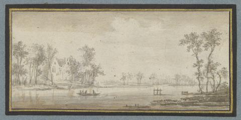 Unknown, River with house and rowboat, 17th century