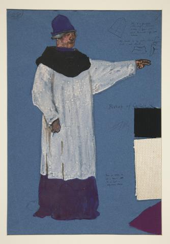 Edwin Austin Abbey, Bishop of Carlisle, costume sketch for Henry Irving's Planned Production of King Richard II, n.d.