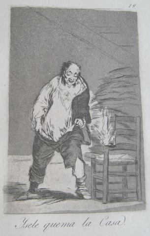 Francisco Goya, Yselle quema la casa. (And His House Is on Fire.), pl. 18 from the series Los caprichos, 1797–98 (edition of 1881–86)