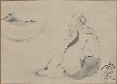 Ike no Taiga, Old Scholar and Moon Landscape, mid-1760s
