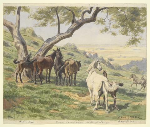 Evart Louis van Muyden, Horses in Field, Tivoli, n.d.
