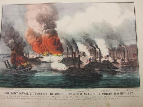Currier & Ives, Brilliant naval victory on the Mississippi near Fort Wright, May 10th, 1862, 1862