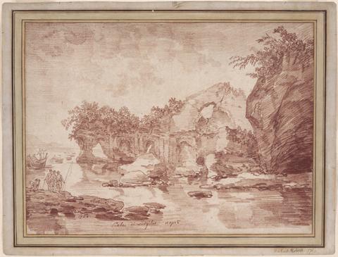 Hubert Robert, Ruins at the Sea Near Naples: the "Scola di Virgilio", 1760