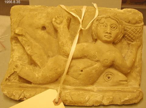 Unknown, relief depicting a nereid riding on a dolphin, 4th–5th century A.D.