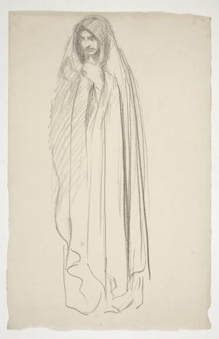 Edwin Austin Abbey, Sketch of a cloaked female figure for Three Marys at the Cross, n.d.