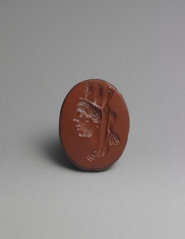Unknown, Carved Intaglio gemstone with Head of Tyche, 1st–2nd century A.D.
