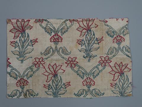 Unknown, Textile Fragment with Lilies in a Lattice, 18th century