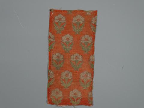 Unknown, Textile Fragment with Rows of Flowering Plants, 18th century