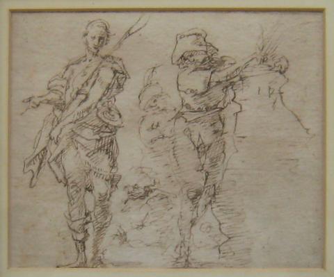 Unknown, Two standing figures with instruments, 17th century