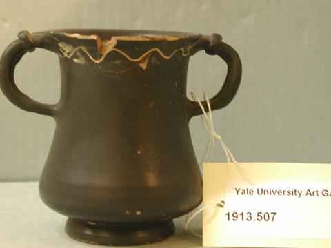 Unknown, Black-glazed cup with two handles